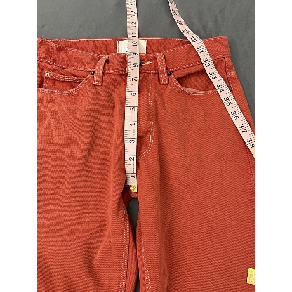 BDG Urban Outfitters Jeans Womens Sz 25 Coral Orange High Straight Leg Split Hem - Picture 11 of 15